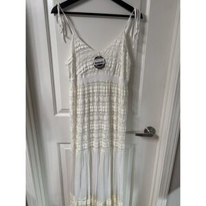 Hazel Cream/Ivory Long Maxi Dress Lace Sz L NWT